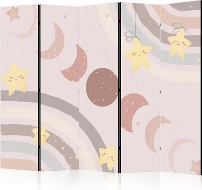 Zdjęcie produktu dla Parawan dwustronny Dla dzieci 225x172 cm 5-częściowy beżowy