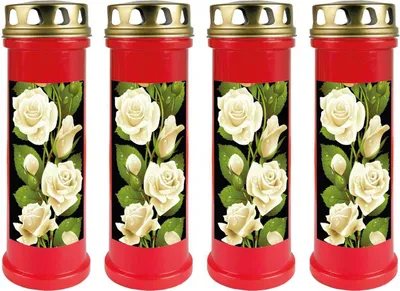 Immagine prodotto di Candela Grave rossa confezione da 4, durata di combustione: 100 ore (per candela), motivo: rosa