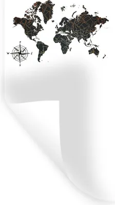 Produktbild von MuchoWow® Wandtattoo Wandsticker Wandaufkleber Weltkarte - Schwarz - Weiß - Windrose 30x90 cm Selbstklebend und Repositionierbar - Selbstklebend - Fototapeten
