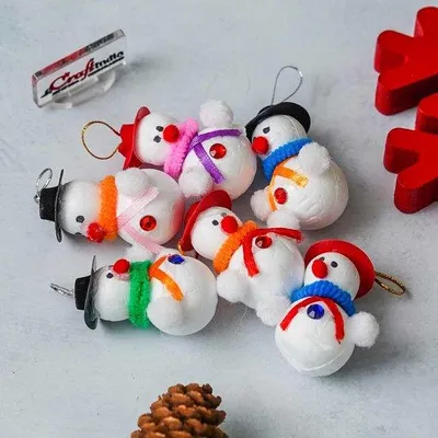 Produktbild von Famanu Set von 6 Hängenden Schneemann Ornamenten - Weihnachtsbaumdekoration