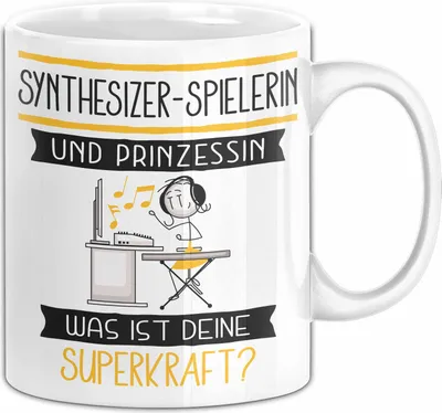 Produktbild von Synthesizer-Spielerin Und Prinzessin Tasse Geschenk Für Eine Synthesizer-Spielerin Geburtstag Was Ist Deine Superkraft (Weiß)