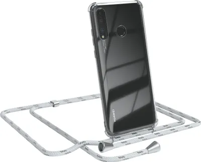 Produktbild von EAZY CASE Handykette kompatibel mit Huawei P30 Lite, Handyhülle mit Umhängeband, Handykordel, Schutzhülle Clear, Band in Weiß
