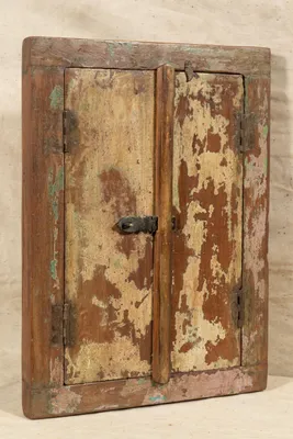 Teakholz-Fenster 46x6,5x60,5 cm, restauriert, antik