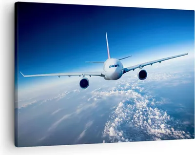 Produktbild von Bild auf Leinwand - Leinwandbild - Flugzeug himmel wolken flug - 70x50cm - Wand Bild - Wanddeko - Leinwanddruck - Bilder - Kunstdruck - Wanddekoration - Leinwand bilder - Wandkunst - AA70x50-2723