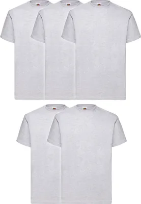 Produktbild von 5er Pack Fruit of the Loom Valueweight T-Shirt + GRATIS MyShirt Stoffbeutel Farbe: graumeliert Größe: XL