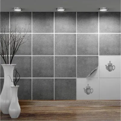 Produktbild von Famanu Fliesenaufkleber 15x15 cm - Selbstklebende Fliesenfolie für Bad, Küche und WC, Beton