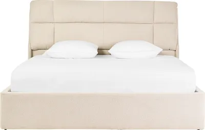 Produktbild von Miliboo - Doppelbett in Textilbezug beige HONO 160x200 cm
