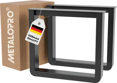 Image de MetaloPro Pieds de table Eta Round Lite Extreme - 2x pieds métalliques noirs robustes de forme rectangulaire pour tables de travail et tables à manger modernes de style minimaliste