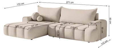 Produktbild von Selsey DANDELINO - Ecksofa mit Schlaffunktion, Stauraum und Samtbezug, dunkelbeige, rechts