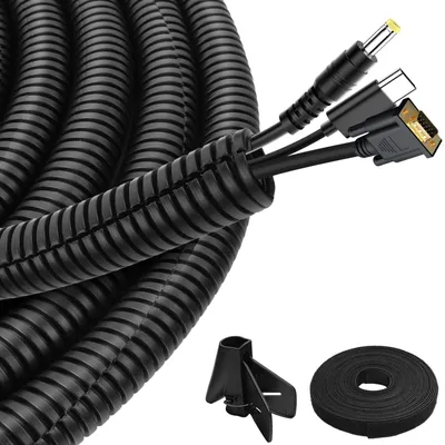 Produktbild von Flexible Kabelschutzschlauch - Wellrohr für Kabelmanagement (Schwarz, 25mm x 6m)