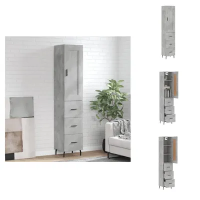 Produktbild von vidaXL Highboard Betongrau 34,5x34x180 cm Holzwerkstoff -  Sideboards