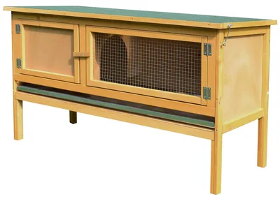 Image de Cage pour lapin en bois, pour intérieur et extérieur | Couleur : marron, vert | Dimensions : 115 x 44,3 x 65 cm