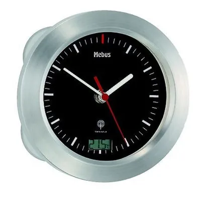 Produktbild von Funk Badezimmeruhr Saugnapf Wanduhr schwarz 41124