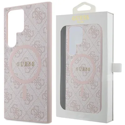 Zdjęcie produktu dla Etui Guess 4G Collection Leather Metal Logo Magsafe Na Samsung Galaxy S24 Ultra - Różowe