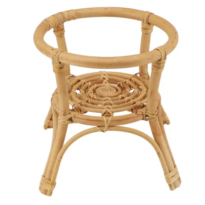 Zdjęcie produktu dla Stojak na rośliny wykonany z rattanu, minimalistyczny, stabilny, średnica 24 cm, do wnętrz i na zewnątrz, do ogrodu, na taras