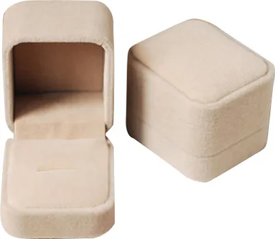 Produktbild von Schmuck-Ohrring-Ring-Display-Aufbewahrungsorganisator, quadratischer Deckel, offene Box, Geschenk-Beige