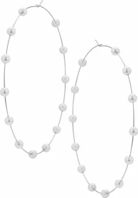 Produktbild von Mode Frauen Faux Perle Perlen Charme Große Creolen Statement Schmuck Geschenk-Silber