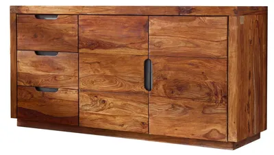 Immagine prodotto di MASSIVMOEBEL24 | credenza in legno di Sheesham / palissandro 150x45x75 Noce laccato DUKE #126