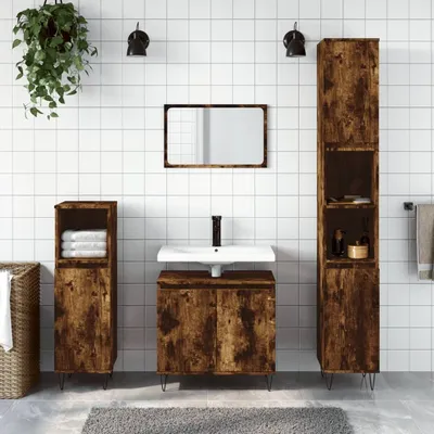 Produktbild von [Home] Badschrank Räuchereiche 58x33x60 cm Holzwerkstoff , Neue Mode 2024 im häuslichen Leben