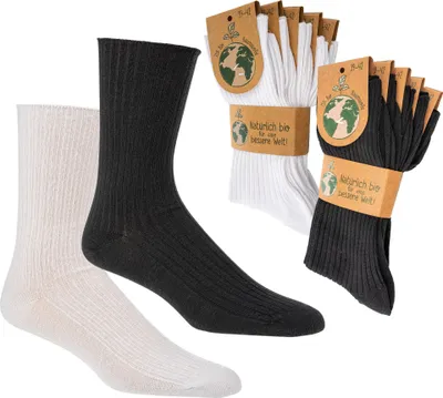 Produktbild von 3 Paar Socken mit Bio Baumwolle Arztsocken Schwesternsocken Organic GOTS 35/38 weiß