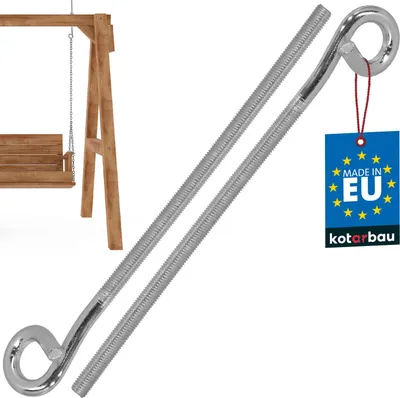 Produktbild von KOTARBAU® 2er Set Schaukelhaken Schraubhaken M12 310 mm Verzinkter Stahl Deckenhaken Haken zum Schrauben Schwerlasthaken Schaukel Haken