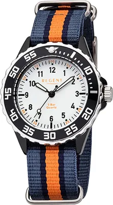 Produktbild von Regent Textil Kinder-Jugend Uhr F-1206 Quarzuhr Armband blau orange D2URBA385