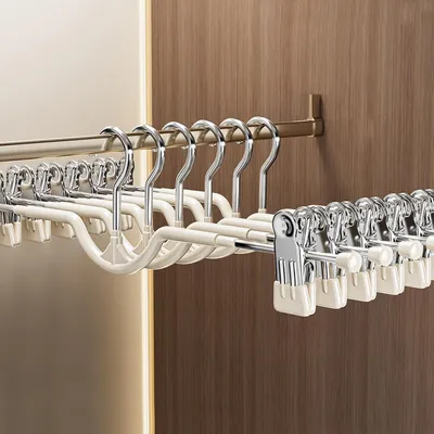 Obrázok produktu pre Ramienka na nohavice 30 x 10 cm, 10 ks, nastaviteľné svorky, otočný háčik, pre sukne a džínsy