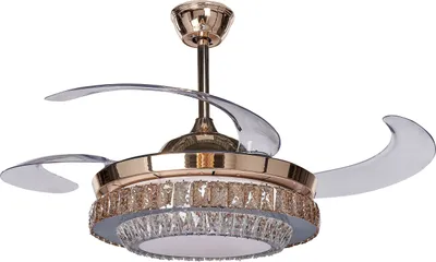 Obrázok produktu pre BELIANI Stropný ventilátor so svetlom zlatý kovový skladacie lopatky elegantné tienidlo diaľkové ovládanie 3 rýchlosti časovač