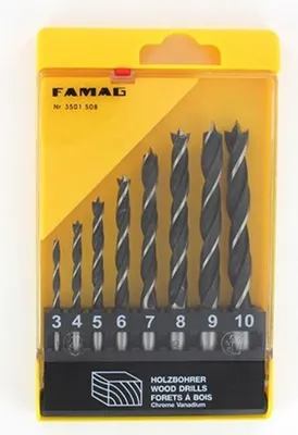 Produktbild von Famag Holzspiralbohrer CV Satz 8-tlg. Bohrer: 3, 4, 5, 6, 7, 8, 9, 10 mm