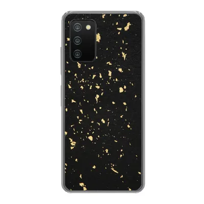 Produktbild von MuchoWow® Handyhülle Schutzhülle Hülle für Samsung Galaxy A03s Goldene Flocken auf schwarzem Hintergrund Silikon Softcase Handy Hülle - Schutz