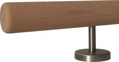Produktbild von TIBU Buche unbehandelt Holz Handlauf Geländer 0,3m - 5m, Länge 500 cm, Ende Radius gefräst und 6 gerade Halter