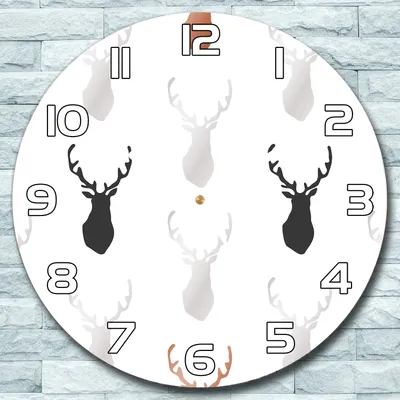 Produktbild von Wanduhr aus Glas Rund fi 30 Hirschkopf Quarz Deko Wohnzimmer Büro