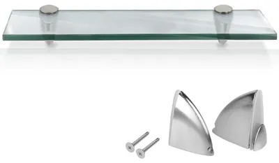 Produktbild von Peviasot Glasregal Wandregal 50 x 10 x 0,8 cm, Klarglas Glasboden mit Halterungen, Badregal Ablage Hängeregal für Bad, Küche & Wohnzimmer