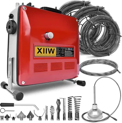 Produktbild von Rohrreinigungsmaschine 850W mit 28m Ø22mm,14.5m Ø16mm, 5m Ø10mm Spirale für Ø20-200mm Rohrleitungen Elektrische Rohrreiniger Reinigung Abflussreiniger