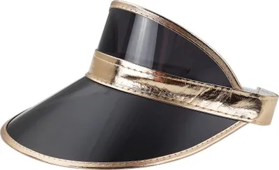 Produktbild von Visor Cap - Retro Schildkappe - 80s Poker Schildmütze schwarz-goldrose
