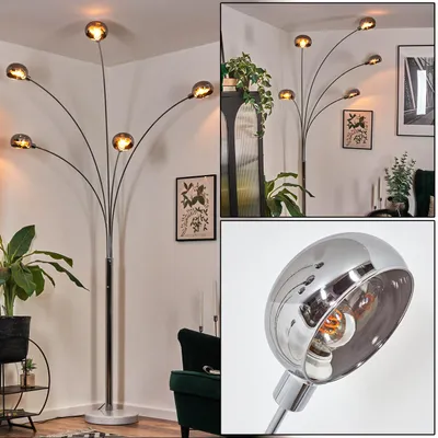 Produktbild von Suio Stehlampe aus Metall in Weiß/Chrom-/Rauchfarben mit Marmorfuß