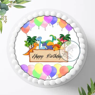 Produktbild von Für die Geburtstags Torte, Zuckerbild mit dem Motiv: Dinosaurier , Dino, Essbares Foto für Torten, Fondant, Tortenaufleger Ø 20cm, 0278c
