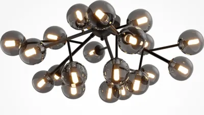 Image de Plafonnier, métal verre, noir, D 75 cm