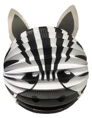 Image de Twisk Lampion Zebra 20 cm - Décoration fête d'enfants papier noir et blanc