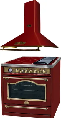 Produktbild von Kaiser HC 93655 IRotEm Elektro Standherd 90 cm + Dunstabzugshaube A 9315 Rot 90 cm