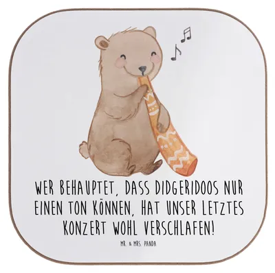 Produktbild von Mr. & Mrs. Panda Holzuntersetzer Didgeridoo Konzert - Weiß - Geschenk, Coaster, Lernen, gläseruntersetzer, Untersetzer für Gläser, tief, Musik, Kultur, bieruntersetzer