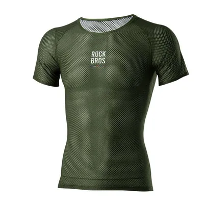 Image de ROCKBROS - Maillot de vélo de route à manches courtes, séchage rapide, respirant, pour homme et femme, vert foncé, taille XL