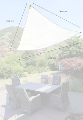 Produktbild von GO-DE Textil, Sonnensegel Dreieck, Einzelset, Farbe: beige, Maße ca.: 360 cm x 360 cm x 360 cm