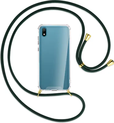 Produktbild von Handykette Backcover-Schutzhülle mit Band (Metall goldfarben) für Huawei Y5 2019 - dunkelgrün