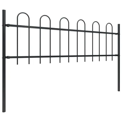 Image de vidaXL Clôture de jardin avec arceau en acier 1,7 m noir