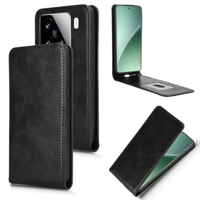 Obrázek produktu pro Pro Xiaomi 15 Magnetická vertikální peněženka s přihrádkou Flip Umělá kůže Pouzdro Černá