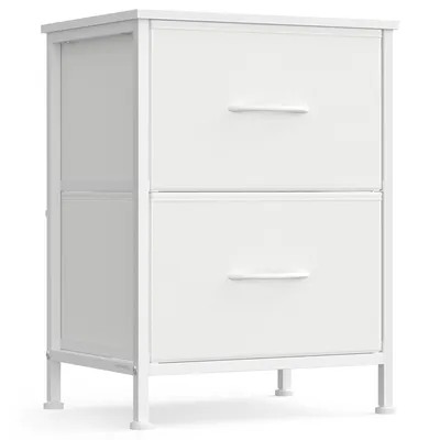 Produktbild von Kommode, Schrank, 2 Stoffschubladen, für Schlafzimmer, Flur, Wohnzimmer, weiß