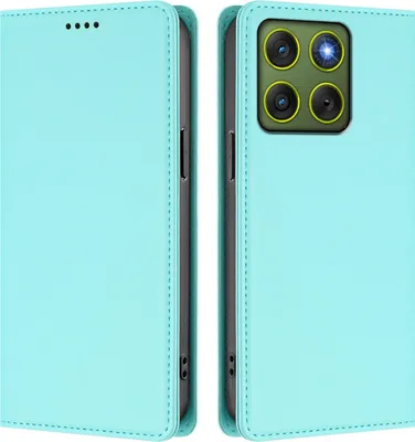 Image de Etui en cuir pour Motorola Edge 70, étui magnétique en cuirPolyuréthaneavec support Vert Menthe