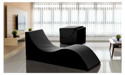 Produktbild von Klappbett Andreina, Pouf umwandelbar in ein Einzelbett, Chaiselongue aus , 100 % Italy, 130 x 50 x 50 cm, Schwarz