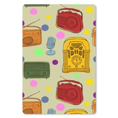 Produktbild von MuchoWow® Mauspad Mousepad Vintage - Radio - Mikrofon - Muster 18x27 cm - Mousepads - Maus Mat - Pad - Mausunterlage